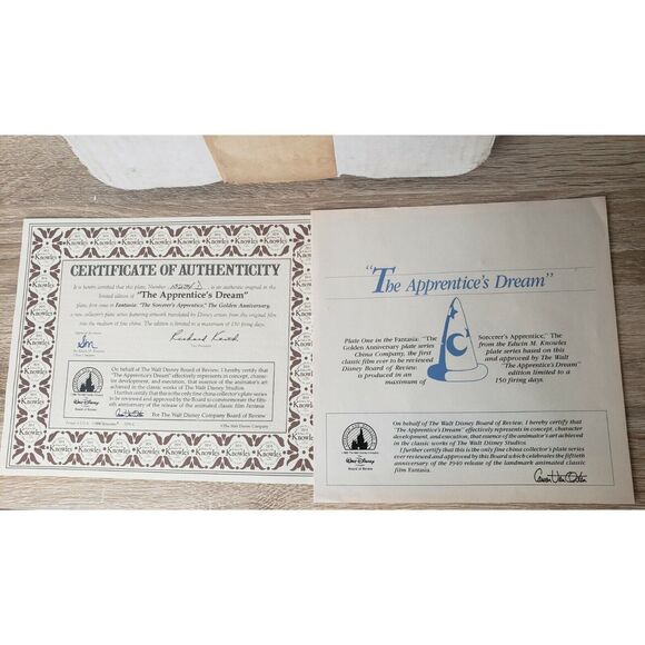 1990 Knowles Walt Disney Fantasia Limited Edition "The Apprentices Dream" Plate - Picture 5 of 7